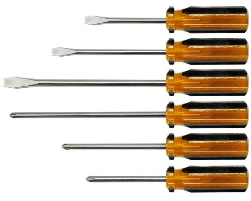Набор отвёрток с пластмассовой ручкой 6 штук, VOREL 64050