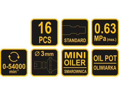 Пневмошлифмашина мини в наборе, VOREL