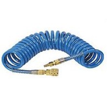 Шланг полиуретановый спиральный 5мм х 8мм х 20м с быстросъемными соединениями 1/4", 10 бар, голубой, AWTOOLS