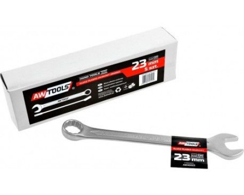 Ключ комбинированный 23мм, AWTOOLS DIN 3113, CrV, сатин, AW40023