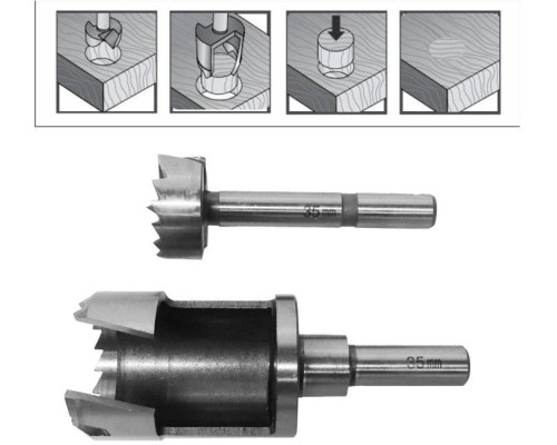 Фреза-пробочник + Сверло Форстнера по дереву, 25мм, цилиндрический хвостовик, AW40327 AWTOOLS