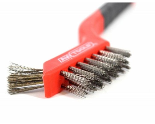AWTOOLS  Набор мини-щёток проволочных 3шт (нейлон, латунь, нержавеющая сталь), 180мм, щетина 3 ряда 15мм
