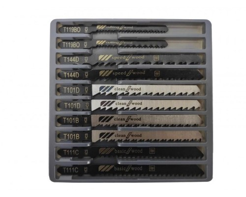 AWTOOLS Набор полотен по дереву для электролобзика, длина прибл.100/76мм, материал HCS, 10шт/набор: T144Dх2; T