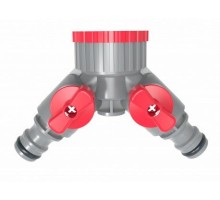 Разветвитель двухканальный, регулируемый, со штуцерами 1/2"-3/4", внутренняя резьба AWTOOLS