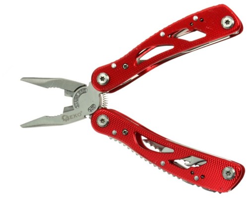 G02412 Мультитул-многофункциональный инструмент, 25 функций, нейлоновый чехол, красный, GEKO