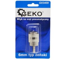 G03409 Муфта быстросъемная ("мама"), со штуцером "елка" под шланг 6мм, GEKO, 5901477153211 (CN)