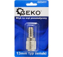 G03411 Муфта быстросъемная ("мама"), со штуцером "елка" под шланг 13мм, GEKO, 5901477153235 (CN)