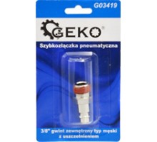 G03419 Ниппель быстросъемный ("папа"), внешняя резьба M3/8 с уплотнителем, GEKO, 5901477153310 (CN)