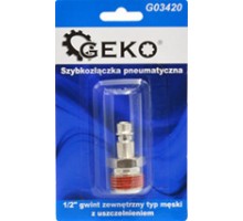 G03420 Ниппель быстросъемный ("папа"), внешняя резьба M1/2 с уплотнителем, GEKO, 5901477153327 (CN)