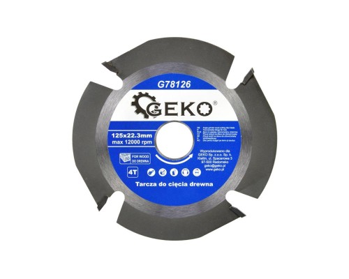 G78126 Диск пильный по дереву, 125 х 22,23мм 4Т, с напаянными зубцами из твердых сплавов, GEKO, 5901