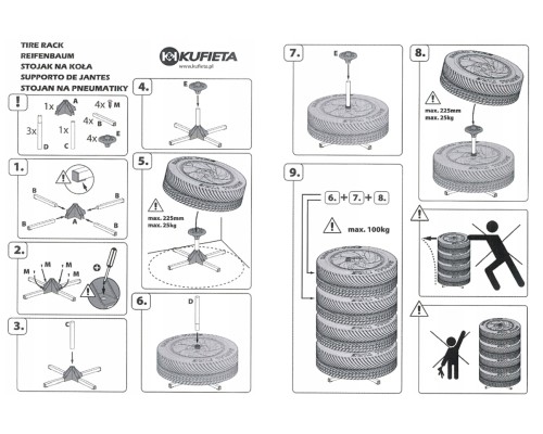 KUFIETA Стойка для хранения колес max D=225мм, max 100кг, L=105см