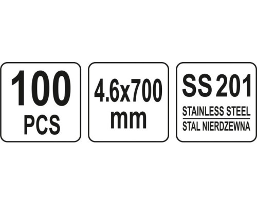 YT-70571 Стяжки (хомуты) стальные 4.6х700мм,100шт, YATO