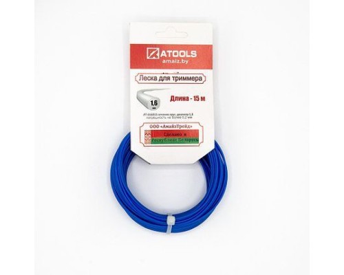 ATOOLS Леска триммерная сечение круг диаметр 1,6 катушка 15 м., ЛТ-016015