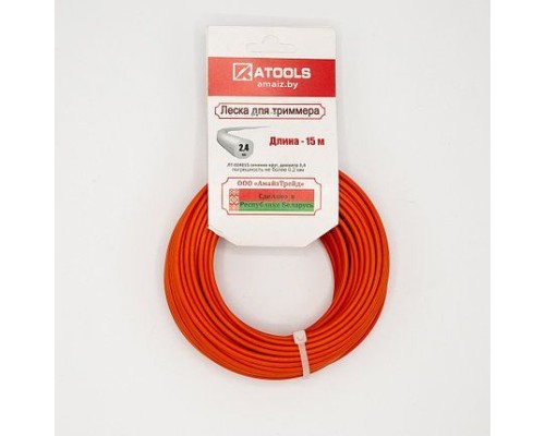 ATOOLS Леска триммерная сечение круг диаметр 2,4, катушка 15 м., ЛТ-024015