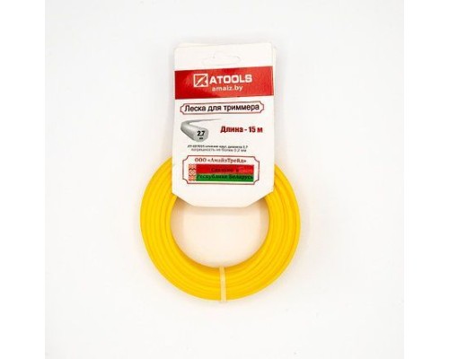ATOOLS Леска триммерная сечение круг диаметр 2,7, катушка 15 м., ЛТ-027015