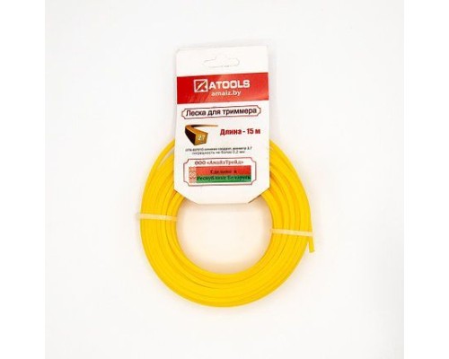 ATOOLS Леска триммерная сечение квадрат диаметр 2,7, катушка 15 м., ЛТК-027015