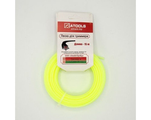 ATOOLS Леска триммерная сечение звезда диаметр 3,0, катушка 15 м., ЛТЗ-030015