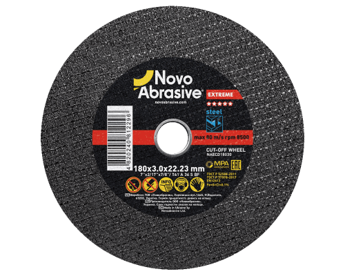 Круг отрезной по металлу NOVOABRASIVE Extreme 180 x 3.0 x 22.23