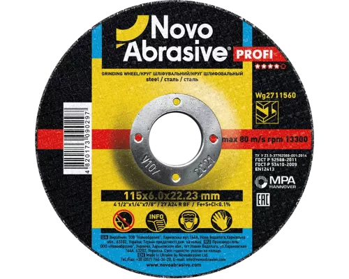 Круг шлифовальный по металлу NOVOABRASIVE Profi Т27 115 х 6 x 22.23 мм