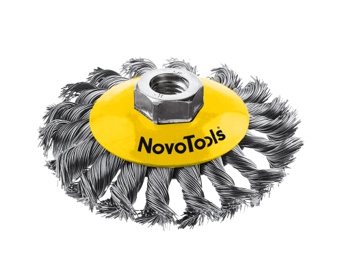 Щетка конусная NovoTools стальная проволока 115 мм M14х2