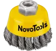 NOVOTOOLS Щетка-крацовка чашечная для УШМ D-100мм, M14х2, стальная плетеная проволока 0,5мм, NTWB10014ST, 5060511132848 (Китай)