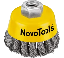 NOVOTOOLS Щетка-крацовка чашечная для УШМ D-100мм, M14х2, стальная плетеная проволока 0,5мм, NTWB10014ST, 5060511132848 (Китай)