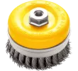 NOVOTOOLS Щетка-крацовка чашечная для УШМ D-100мм, M14х2, стальная плетеная проволока 0,5мм, усиленная опорным кольцом, NTWB10014STS, 5060511132893