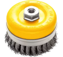 NOVOTOOLS Щетка-крацовка чашечная для УШМ D-100мм, M14х2, стальная плетеная проволока 0,5мм, усиленная опорным кольцом, NTWB10014STS, 5060511132893