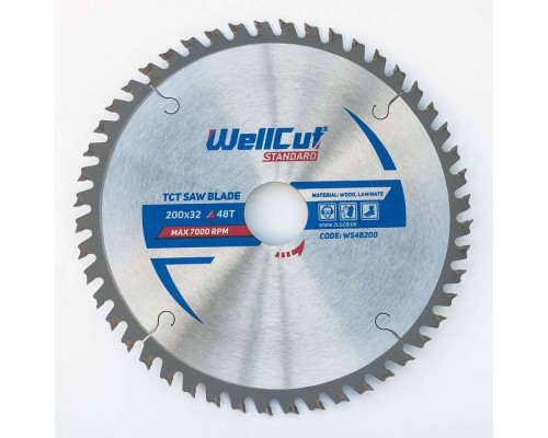 Пильный диск WellCut Standard 200х32 мм, 48T Ламинат