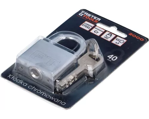 FASTER TOOLS Замок навесной хромированный 40 FASTER TOOLS Замок навесной хромированный 40