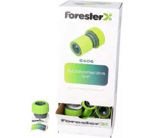Муфта (соединитель) быстросъемная, пластмассовая для шлангов 3/4", FORESTER, F-5879, 5907078958798 (CN)