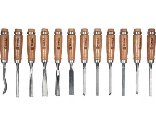 Стамески фигурные с деревянной ручкой (набор 12пр.) 