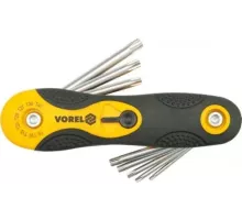 Ключи складные TORX с отверстием T9-T40 (набор 8шт.) "Vorel"