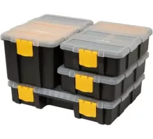 Ящики-органайзеры пластмассовые 290x220x60, 220x155x120, 220x155x60 мм (4шт) "Vorel"