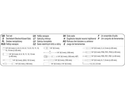  Набор инструмента 1/4
