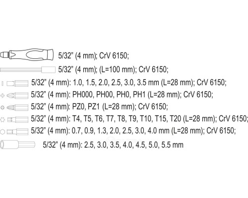  Отвёртка + головки и биты 37пр. Vorel 65022