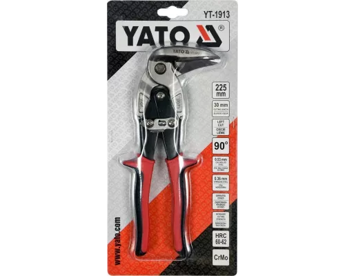  Ножницы по металлу левые на 90° 30х225мм (CrMo, HRC60-62) Yato HDB-YT-1913
