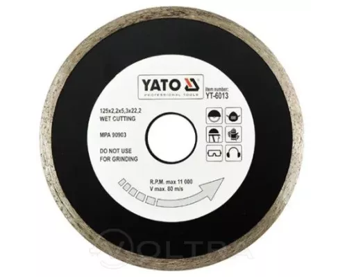  Круг алмазный 125x22,2мм (сплошной) YatoYT-6013