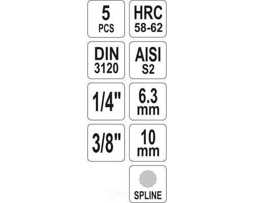  Головки - вставки M5-М12 (набор 5шт.) Yato YT-04360