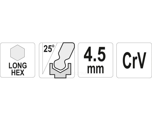  Ключ шестигранник c шариком 4.5х27х110мм CrV Yato YT-05455