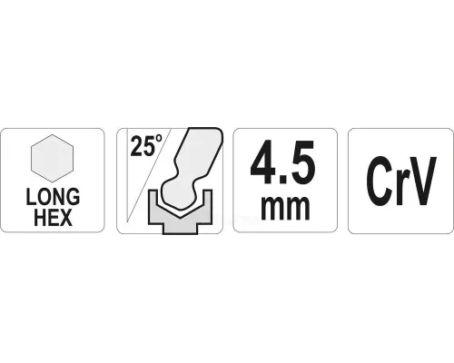  Ключ шестигранник c шариком 4.5х27х110мм CrV Yato YT-05455