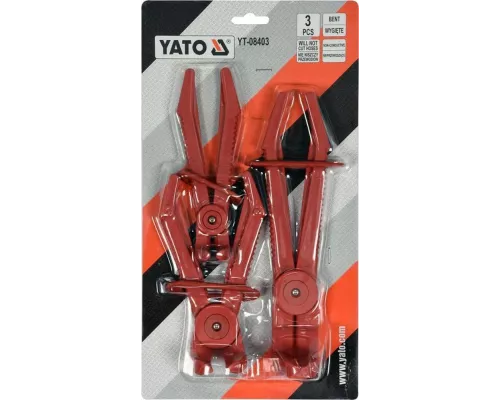 Зажимы пластмассовые с фиксатором изогнутые (набор 3пр) Yato YT-08403 Зажимы пластмассовые с фиксатором изогнутые (набор 3пр) Yato YT-08403