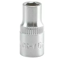 Головка торцевая 1/4" 6гр. 6мм L25мм CrV Yato YT-1405