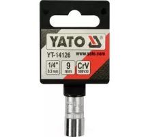 YT-14126 Головка торцевая 6-гранная 1/4" 9 мм, YATO, 5906083040757 (CN)