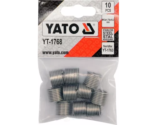  Набор вставок для ремонта резьбы М12х1.75х16.3 (10шт) Yato YT-1768