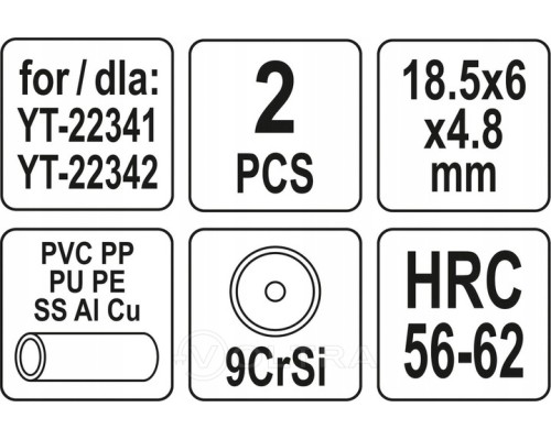  Ролики отрезные 18.5x6x4.8мм для трубореза YT-22341/2 2шт Yato YT-22343