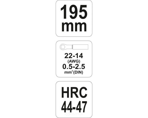  Пресс-клещи 195мм (22-14 AWG 0,5-2,5мм) HRC44-47 Yato YT-2307