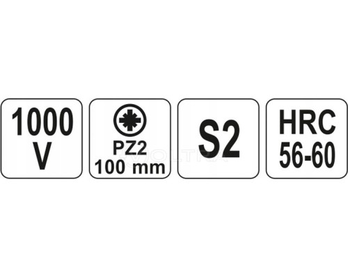  Отвёртка PZ2х100мм 1000V Yato YT-2826