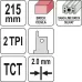 Полотно для сабельной пилы 2.0x215мм 2TPI TCT Yato YT-33960