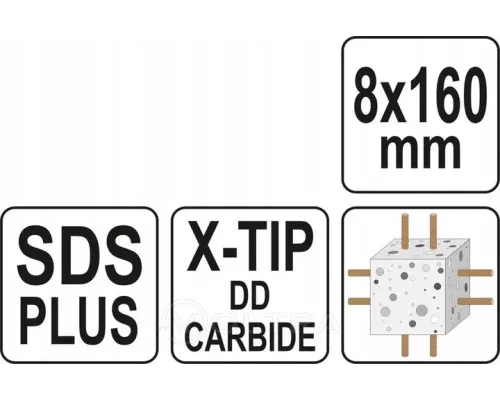  Сверло по бетону SDS+ X-TIP 8x160мм Yato YT-41938